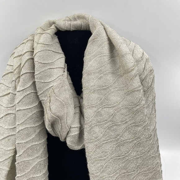 Echo Unisex Acrylic Fringe Scarf Beige 90 in X 25 In - Picture 3 of 12